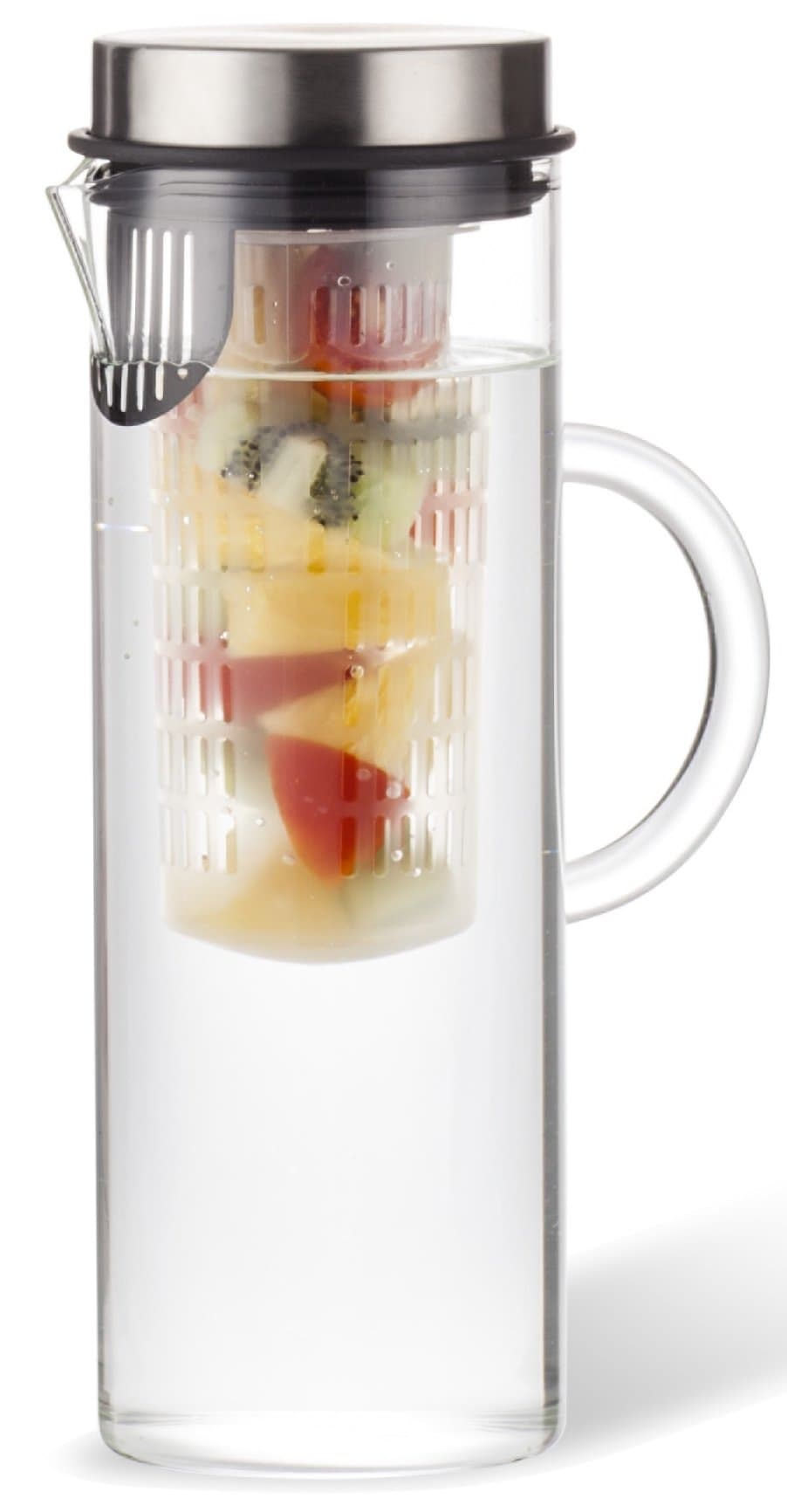 Fruit Infusion Water Pitcher | Strong Borosilicate Glass Infuser Carafe | Make Fruit Flavored Water | Loose Leaf Herb & Iced Tea Infusion Jug | 44 Oz (1.2 Liter)