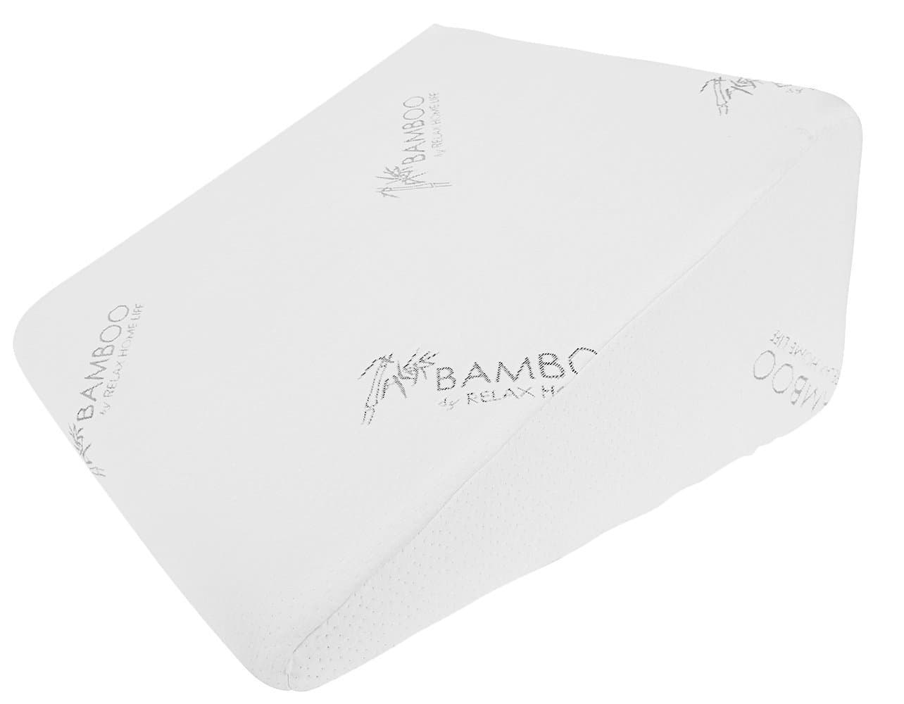 Bed Wedge Pillow - 1.5" Memory Foam Top and Washable Bamboo Cover - (25" X 25" X 12") Elevated Support Cushion for Sleeping, Reading, or Rest, Ideal for Acid Reflux, Snoring, Gerd, and Heartburn