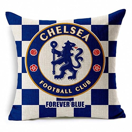E-sunshine Thick Cotton Blend Linen Square Throw Pillow Cover Decorative Cushion Case Pillow Case 18 X 18 Inches / 45 X 45 cm, New Football Club Badge (Chelsea)