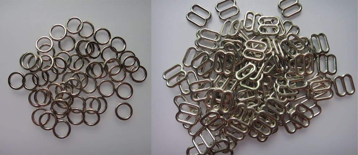 Lyracces Wholesale Lots 200pcs Metal Rectangular Figure 8 Shape with 0 Shape Lingerie Adjustment Slider and Rings for Bra Strap Apparel Holder Findings (12mm 1/2in, Silver Tone)