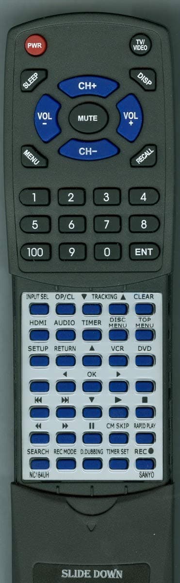 Replacement Remote Control for SANYO NC184UH, FWZV475F, NC184