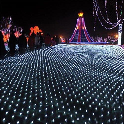 WHOMEC String Lights, 2M x 3M 210 LED Linkable Design Net Mesh Fairy String Light Ideal for Indoor Outdoor Home Garden Christmas Party Wedding 110V--White