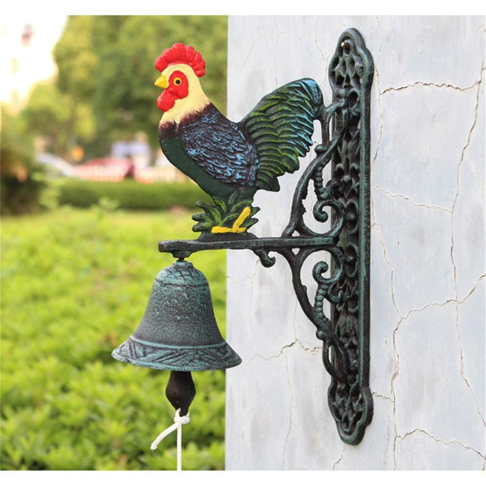 Vintage Cast Iron Rustic Dinner Bell Outside House Bird Rustic Metal Wall Farmhouse Style Mount Door Call Bell Classic Dinner Bell Wind Chime Hanging For Front Porch ( Color : C1 , Size : As shown )