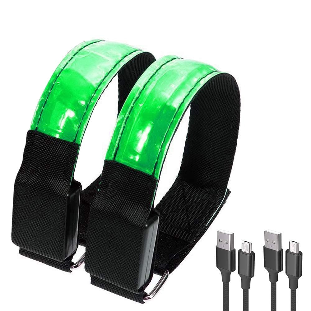 ATNKE LED Armband, 2 Pack USB Rechargeable High Visibility Light Up Sports Wristbands, Adjustable Glowing Bracelets for Runners, Joggers, Pet Owners, Cyclists