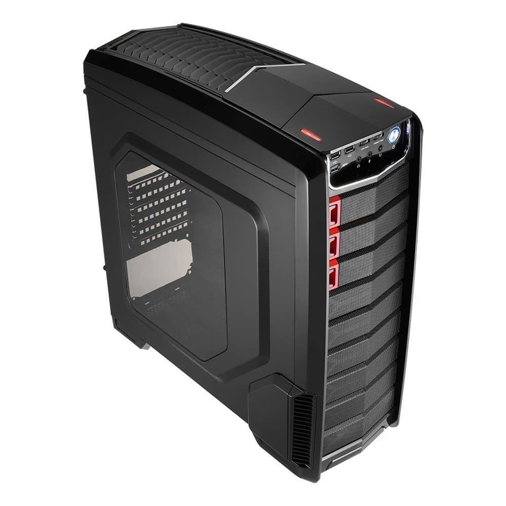 Aerocool GT-A Midi Tower Gaming Case with 12cm Red LED Fan & USB3 - Black