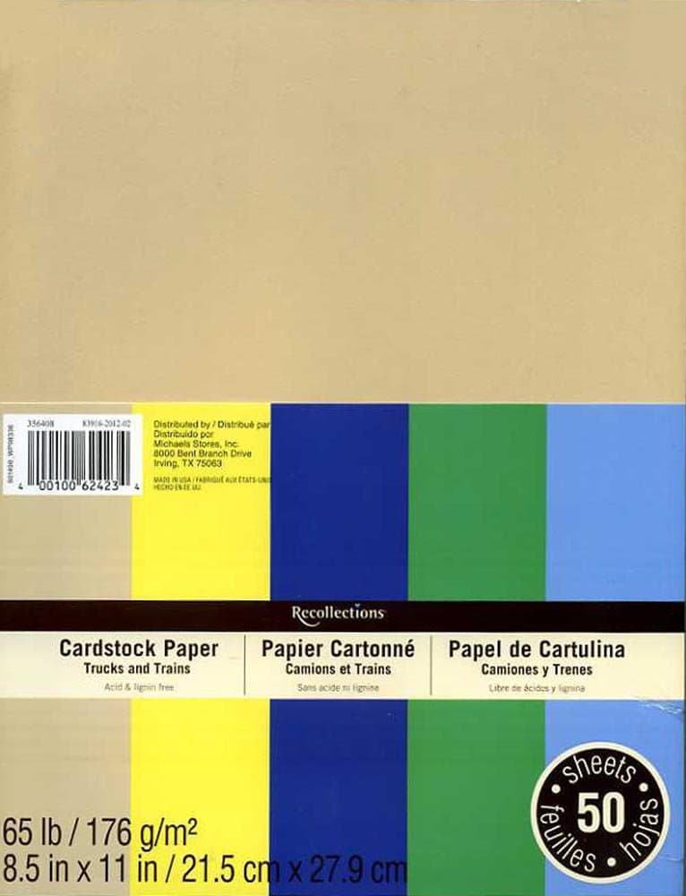 50-Pack Cardstock Paper in 5 Colors