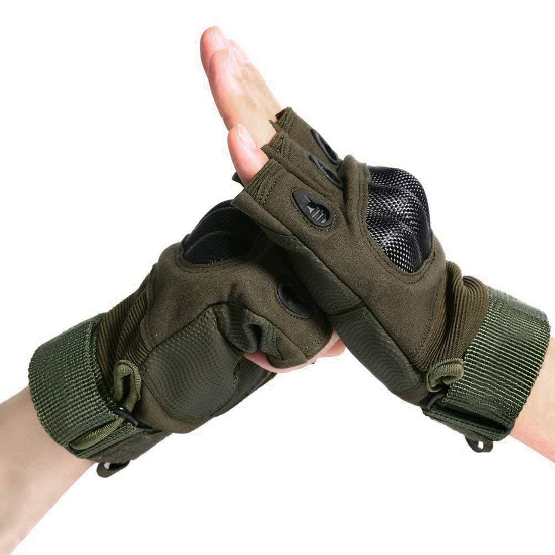 BeiLan 1 pair Men's Full Fingers and Half Fingers Work Glove for Motorcycle Bike Cycling Camping Climbing Hiking Cross Country Ski Outdoor Sports Fingerless Gloves (M,L,XL)