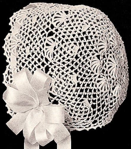 Vintage Crochet PATTERN to make - Antique Baby Cap Hat Bonnet Fan Design. NOT a finished item. This is a pattern and/or instructions to make the item only.