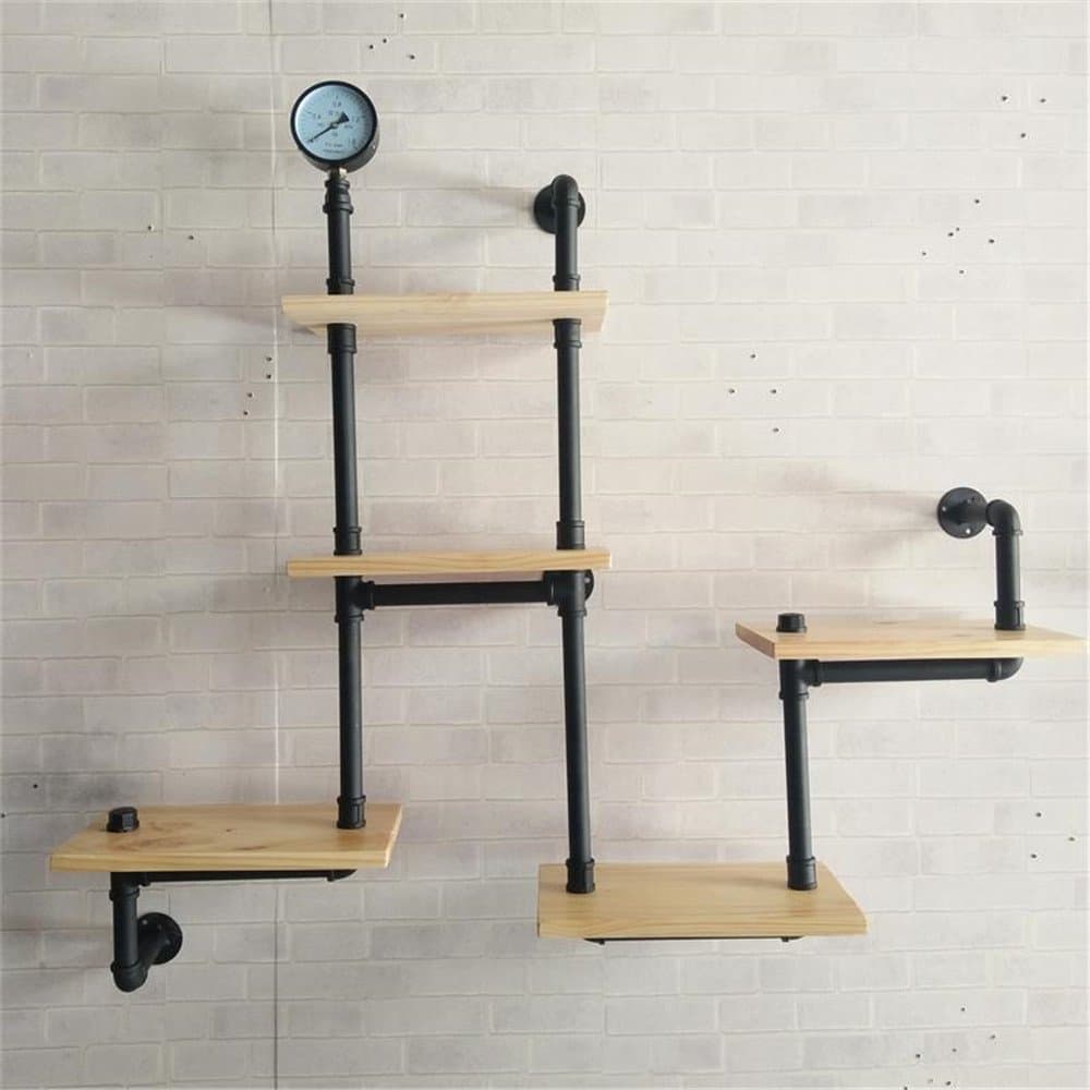 YZML Wall rack shelf Storage Decorations/Bookcases-Retro iron water pipe wall display stand for living room bedroom TV background wall office 120 * 20 * 50cm