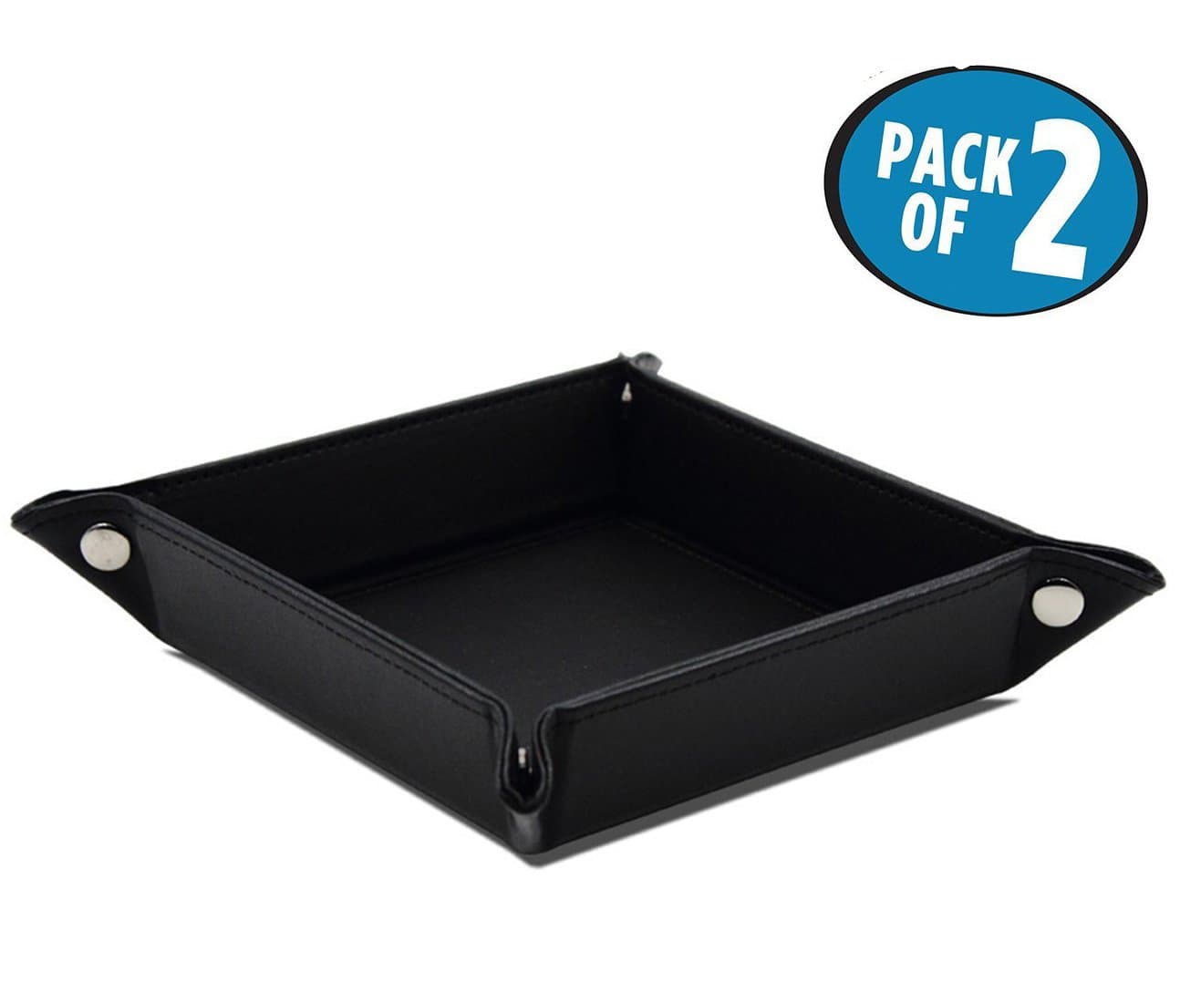 Key Phone Coin Box Valet Tray Change Bedside Storage Box Candy Plate-2 PCS (Black)