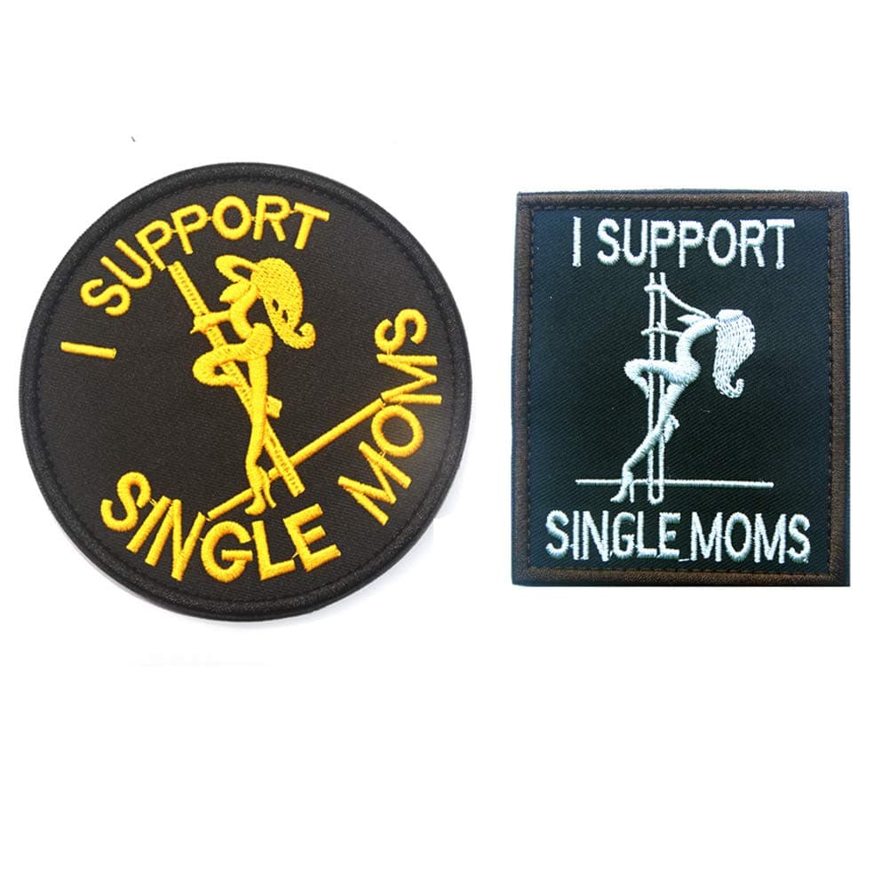 SOUTHYU 2 Pack I Support Single Moms Tactical Morale Military Patches Embroidered Badge Decorative Appliques Hook and Loop Patch