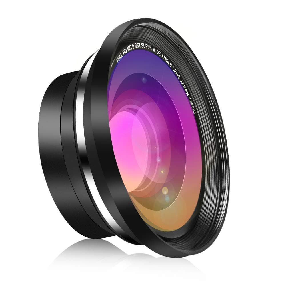 RegeMoudal HD Super Wide Angle Lens 37MM 0.39X Conversion with Macro Close-up Attachment Professional Two Dedicated Lens Covers Lens Pouch Cleaning Cloth for Digital Video Camcorder