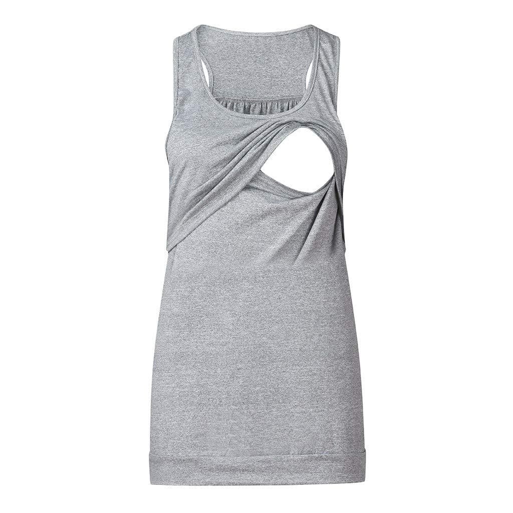 Women's Maternity Layered Nursing Tops Solid Short/Long Sleeve Henley V Neck T-Shirts Breastfeeding Blouse