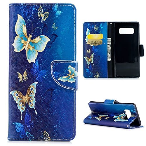 Galaxy Note 8 Case, Wallet Flip Folio Case Kickstand Card Slots Kawaii Colorful Painting Shiny PU Leather Wallet Shockproof Soft TPU Rubber Bumper Ultral Slim Wallet Cover for Samsung Galaxy Note 8
