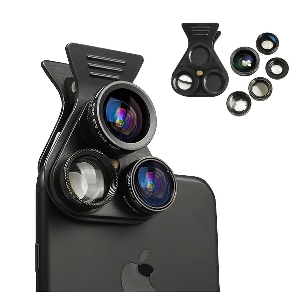 Cell Phone Camera Lens - BTIME 5 in 1 Professional HD Camera Lens Kit 2.5X Telephoto Lens +180° Fisheye + 0.62X Wide Angle + 15X Macro Lens +CPL Polarized Lens
