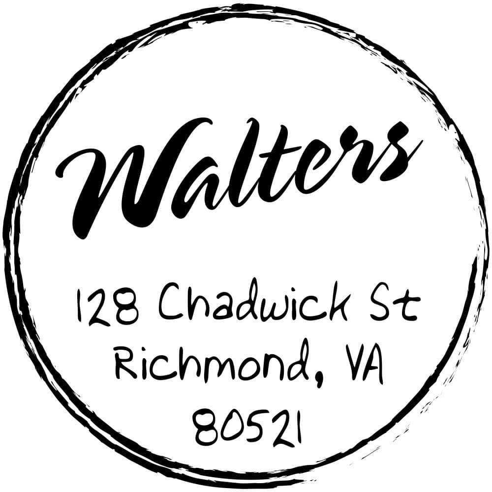 Ash Script Round Return Address Stamp