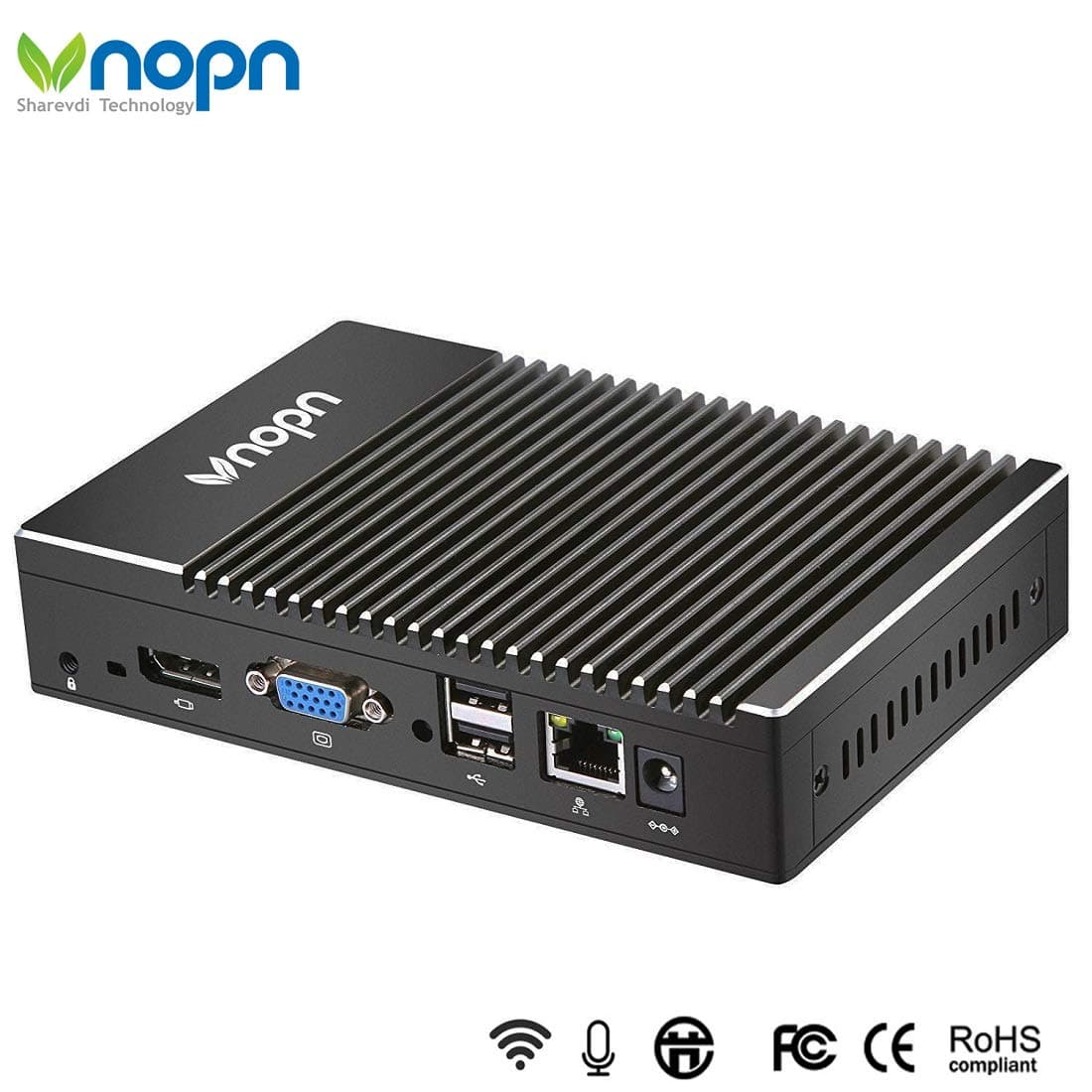 Mini PC Fanless Industrial Office Personal Small Desktop Computer Aluminum Case, AMD A6-1450 Quad Core, HD-MI and VGA Ports WiFi 1000Mbps LAN, Extended RAM & SSD, Support Linux Windows 7/8/10, 2G/64G
