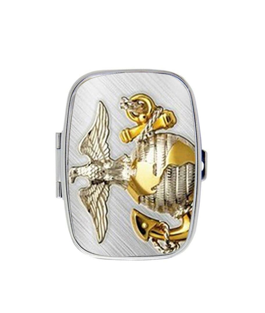 USMC Marine Corps Metal Pattern Personalized Custom HOT Sale stainless steel Pill Case Box Medicine Organizer Gift Box