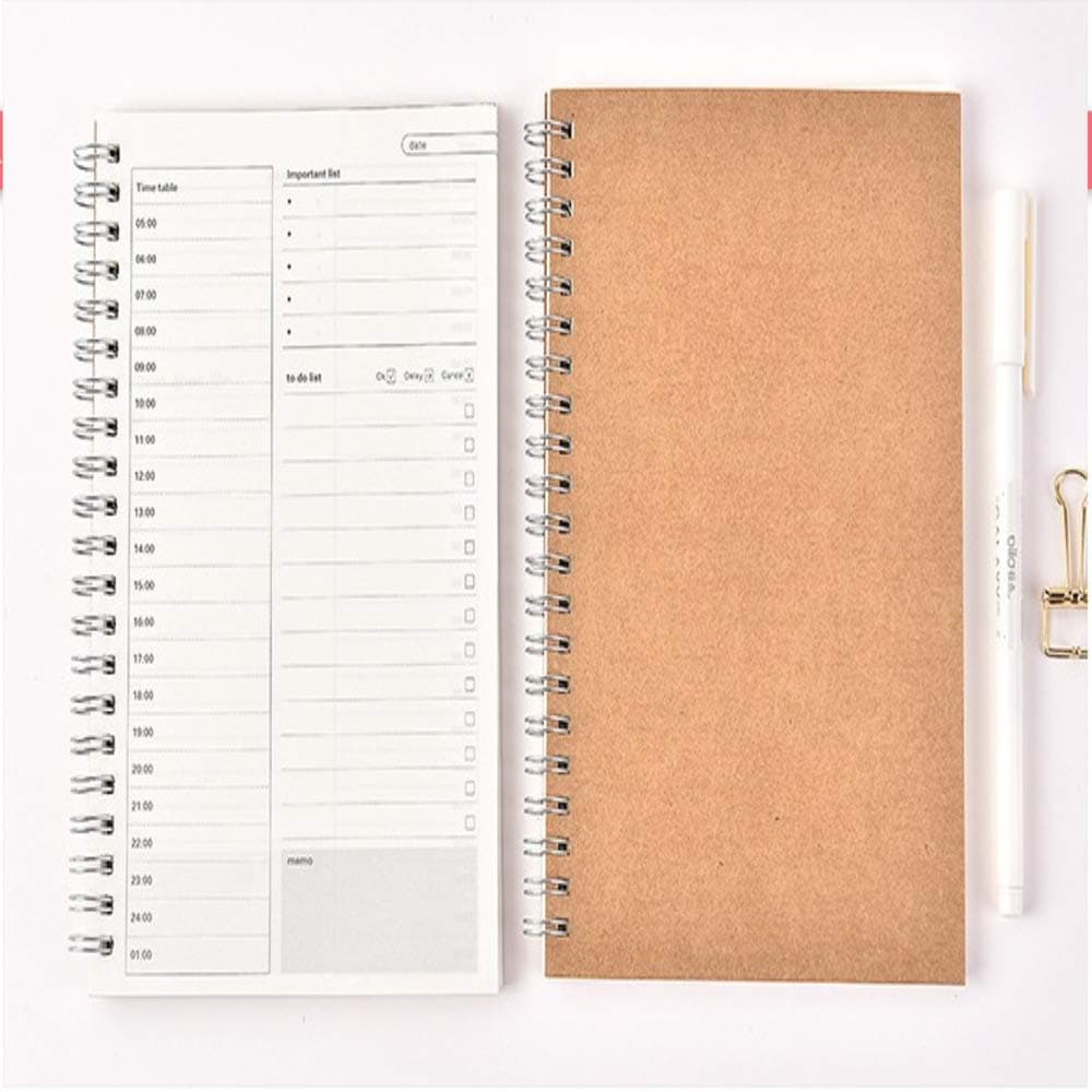 2019 2020 Planner Diary Weekly Spiral Notebooks, Agendas Note Books Monthly Kraft Paper Schedule A5