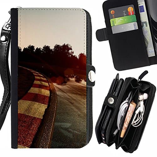 Peach Tech Flip PU Leather Wallet Pouch Protective Skin Case Cover Credit Card Slots for MOTOROLA Droid Turbo 2 / Moto X Force / Circuits Reflections