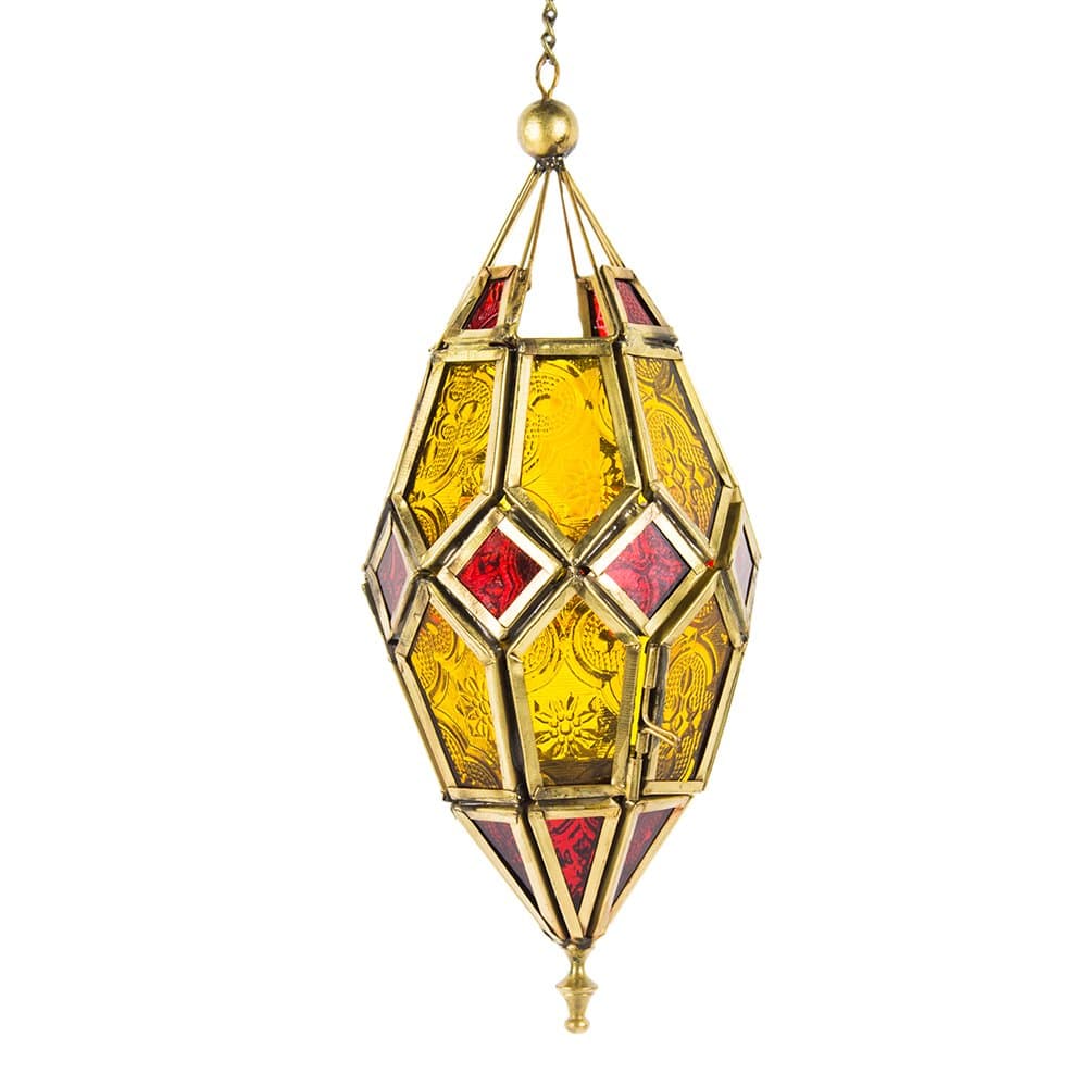 Hand Made Hanging Moroccan Style Lantern Hanging-Yellow
