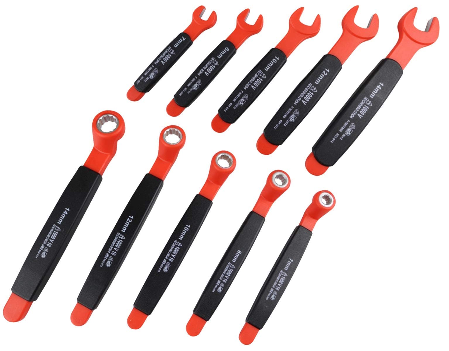 2 Neilsen 5pce VDE Insulated Spanner Wrench Sets - Ring and Open End for Hi-Brid