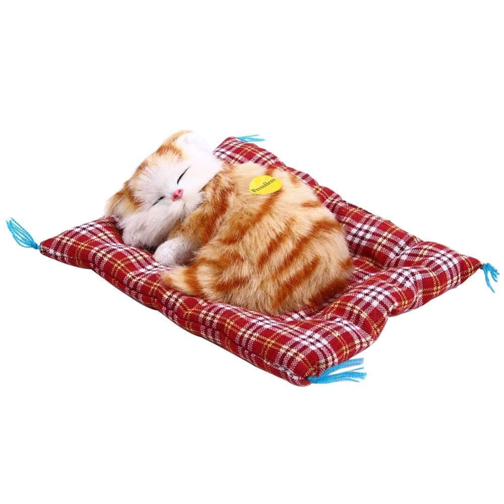 Sizet Simulation Cats Sleeping Cats with Sound Plush Orange Tabby Soft Toy Perfect 2020 New Year Gift