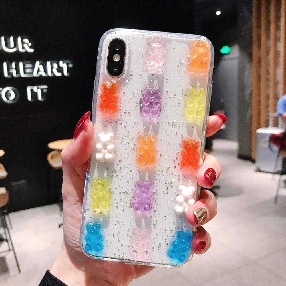 Cute 3D Gummy Bear Candy Glitter Soft Phone Cases for iPhone X XR XS MAX 7 8 6S Plus Cover for Samsung Galaxy S8 S9 S10 Note 1 for iPhone 6 6s Plus