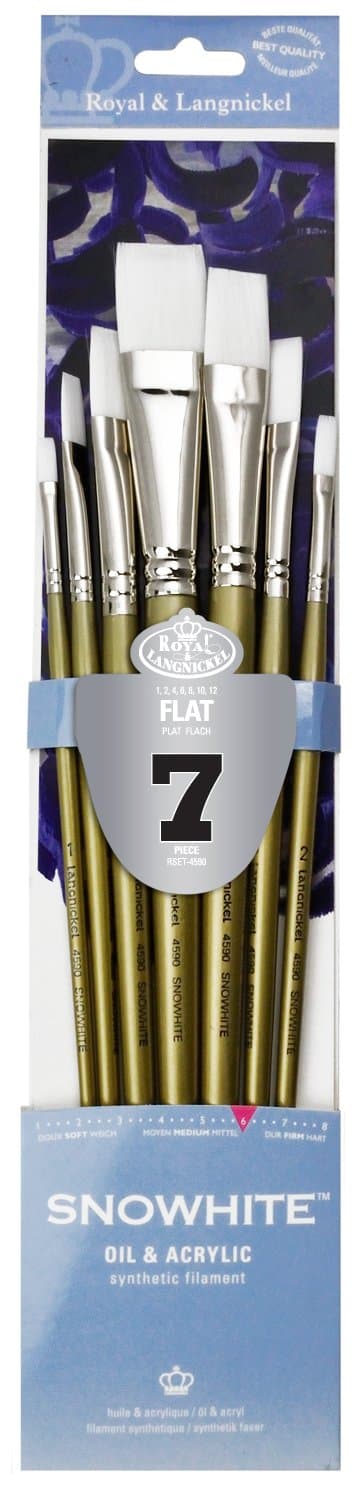 SNOWHITE Royal and Langnickel Brush Set, Flat, 7-Piece