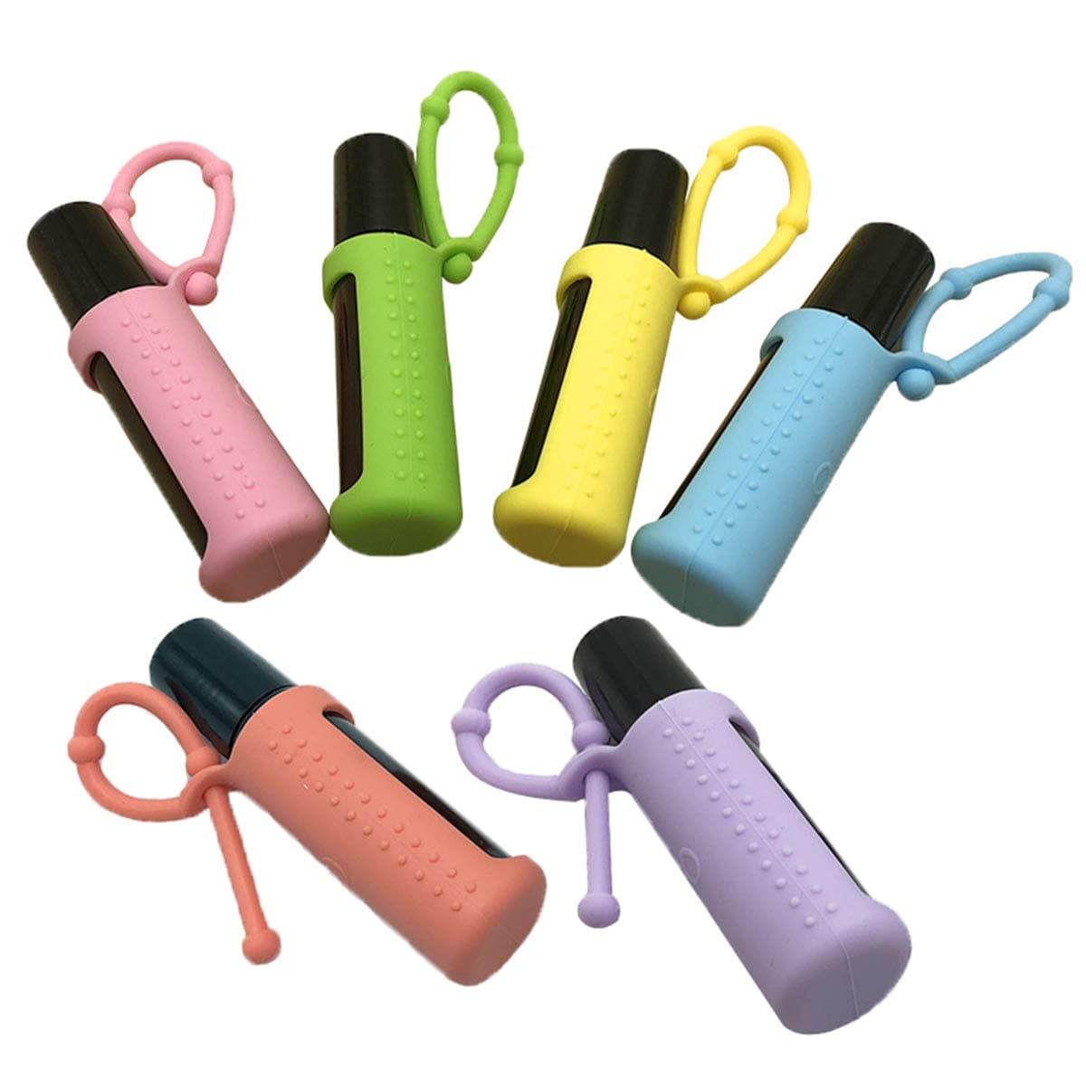 Silicone Roller Bottle Holder Sleeve,6pcs Essential Oil Carrying Case Travel Protective Cover for 5ML/10ML/15ML Oil Bottle (15ML)