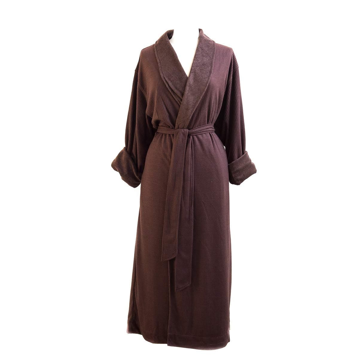 Telegraph Hill Telegraph Hill Luxury Double Layer Knit Weave Microfiber Spa Bathrobe, Large, Chocolate Waffle, 2.65 Pound
