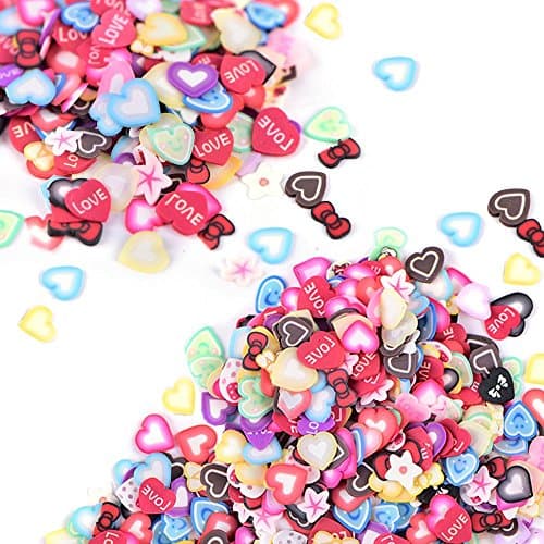 2000 Pcs Heart Fimo Slices for Slime,DIY Crafts,polymer clay canes Nail Art Decorations Slices by HONGTIAN