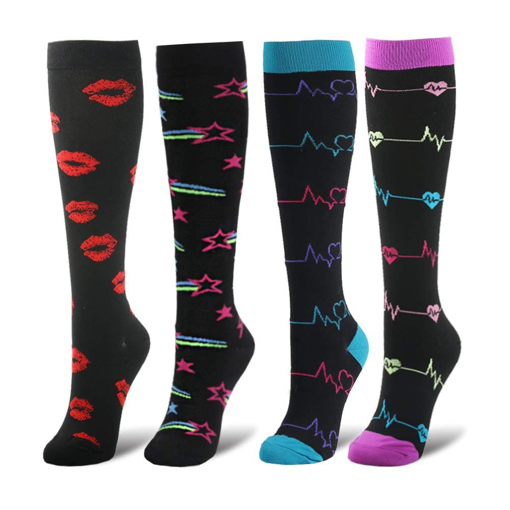 Compression Socks Women & Men - 1/4/6 Pairs Graduated Stockings Best for Running, Medical, Athletic, Pregnancy, Travel
