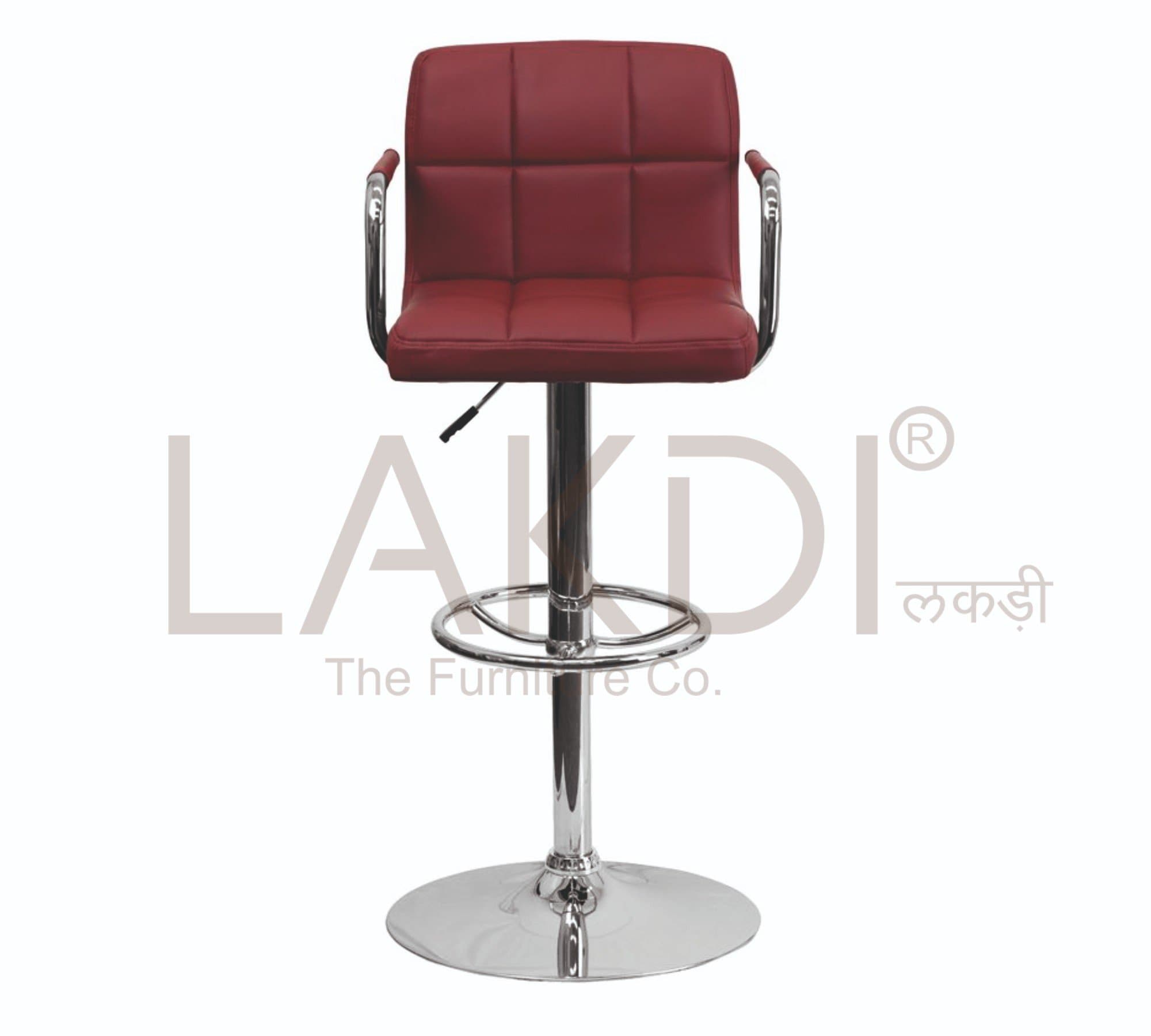 Lakdi Swivel Adjustable Height Bar Stool (Dark Brown)