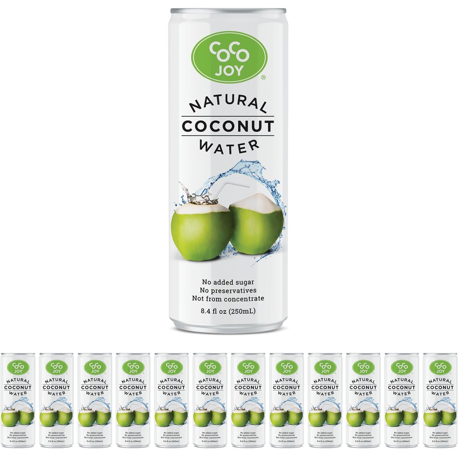 Coco Joy Coconut Water 8 oz - Refreshing Low Calorie, High Calcium Drink Packed with Electrolytes, Potassium, and Other Necessary Nutrients, Paleo Diet (12 Pack) (8.4 Fl Oz)