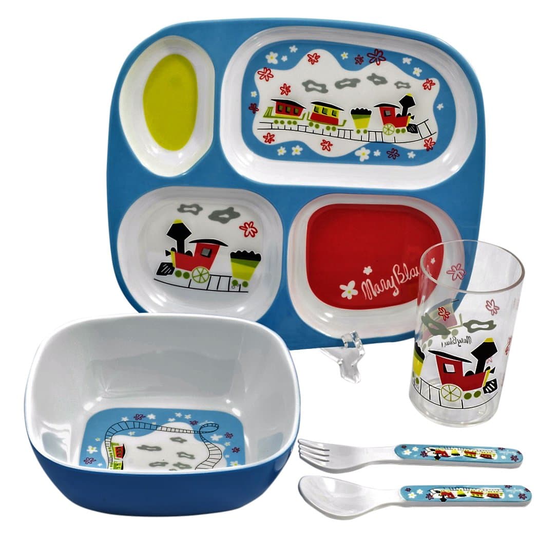 5 Piece Childrens Melamine Gift Set Trains