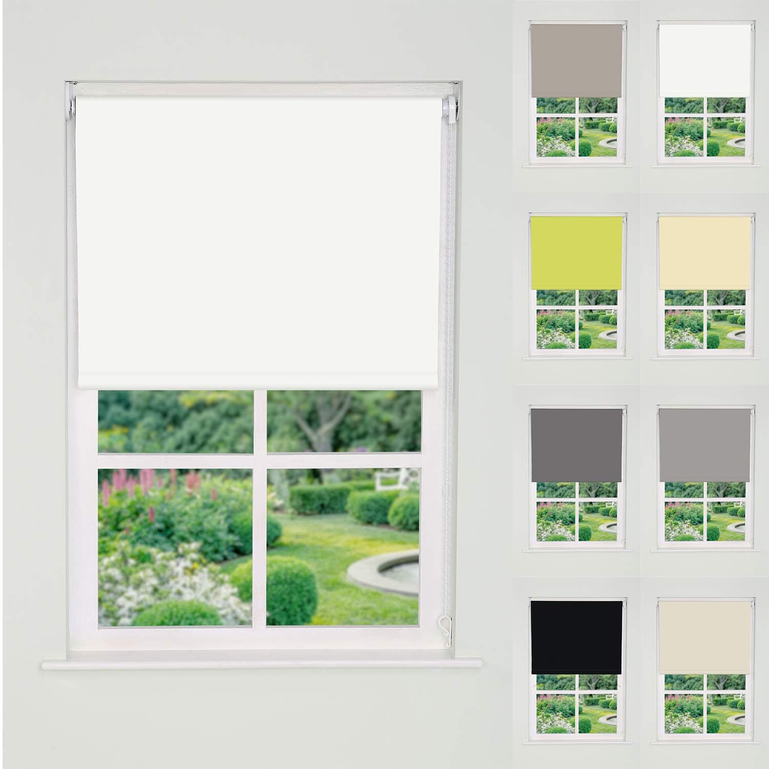 Creative Home Interiors Thermal Blackout Roller Blinds Up To 60cm - 240cm TRIMMABLE (White, 95cm x 165cm (37.4" x 65"))