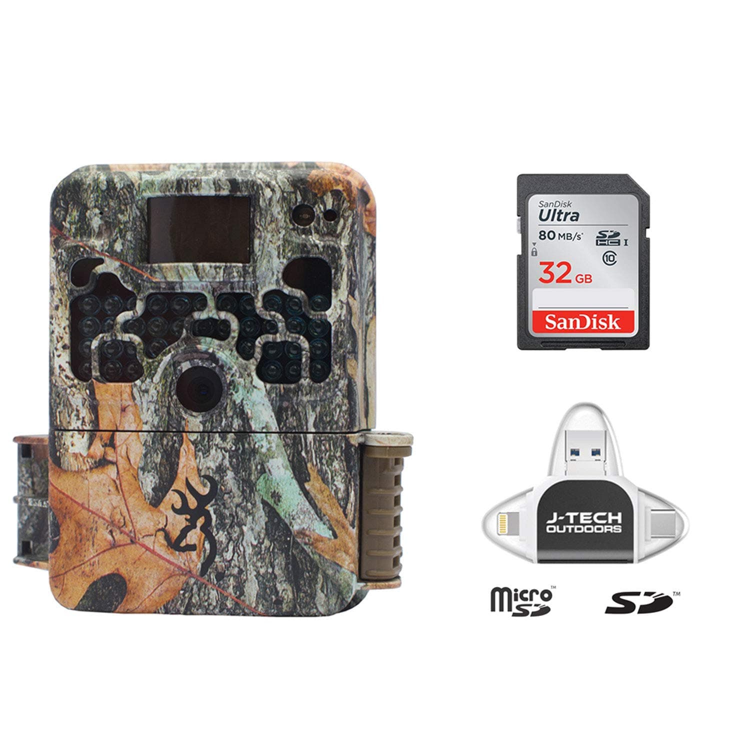 Browning Strike Force GEN 5 (2019) Trail Game Camera Bundle Includes 32GB Memory Card and J-TECH iPhone/iPad/Android USB Memory Card Reader (22MP) | BTC5FHD5