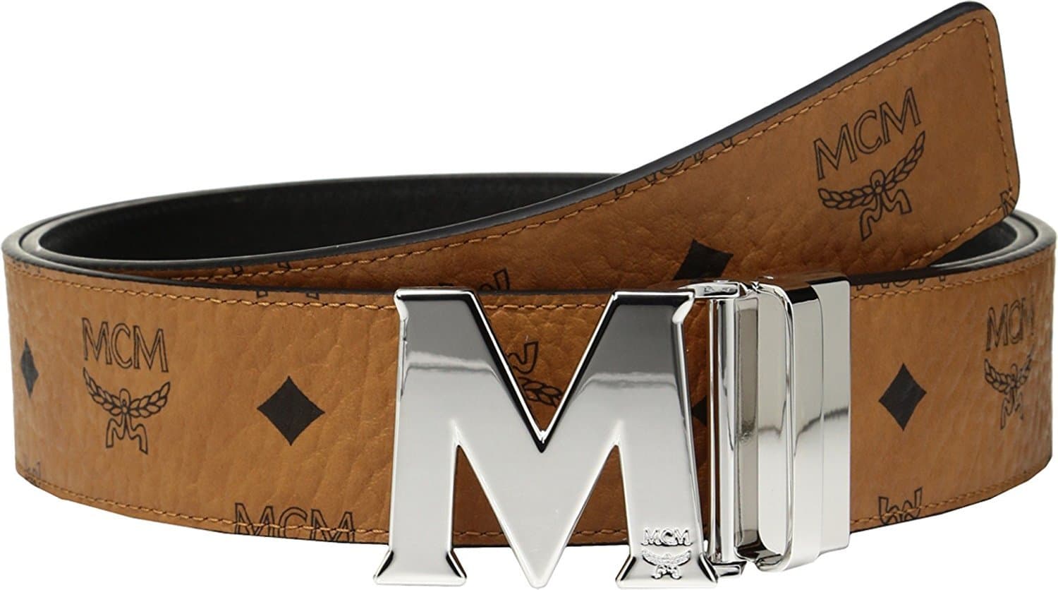 MCM Men's Silver M Buckle Reversible Belt