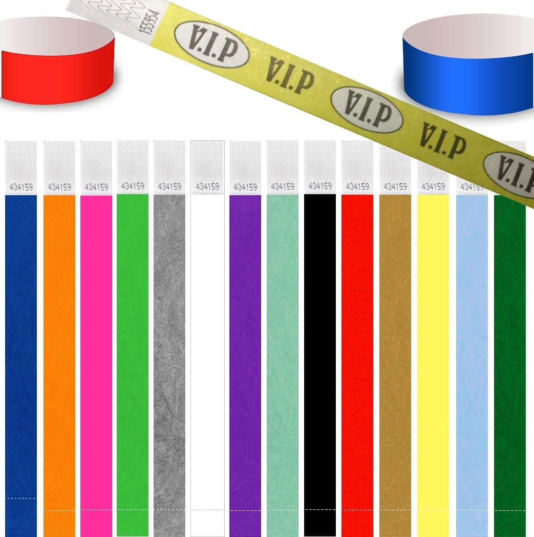 100 Tyvek security paper event wristbands (silver, 3/4" (19mm))