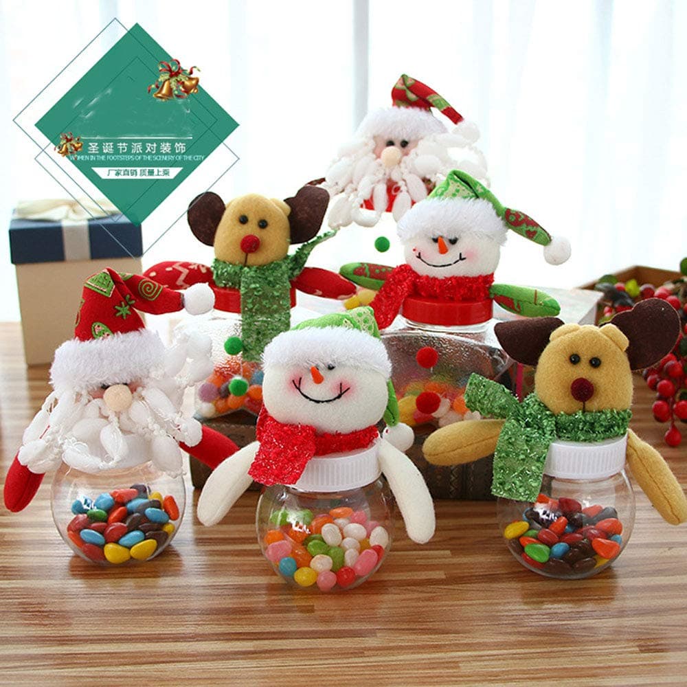 3Pcs Christmas Candy Jar Christmas Decorations Assorted Jars Candy jar Santa Claus Snowman Elk Deer Candy Packaging…