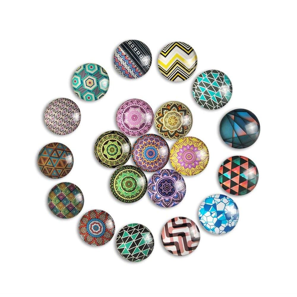 25mm Pop Pattern Round Flatback Glass Dome Cabochons Gems for Jewelry Making Handcrafts Vase Filler 20 PCS