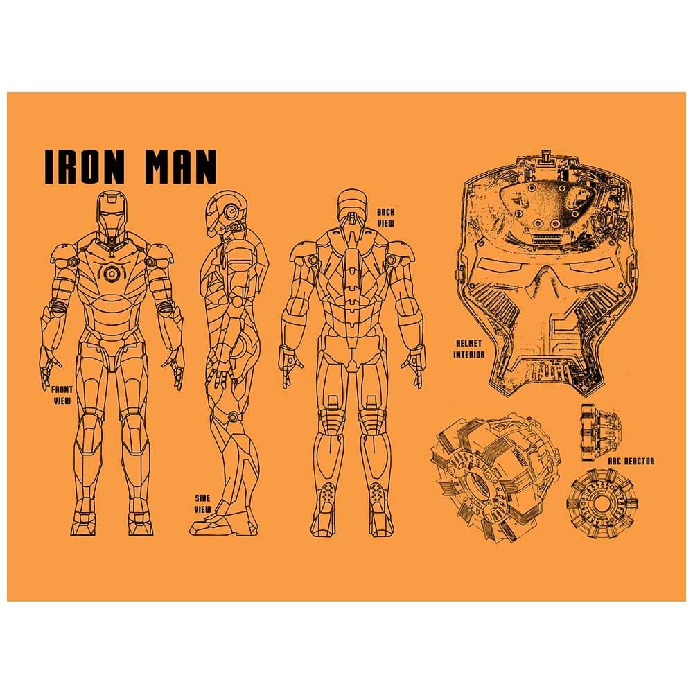 Inked and Screened Sci-Fi and Fantasy Iron Man Profile Print, Orange Fizz - Black Ink