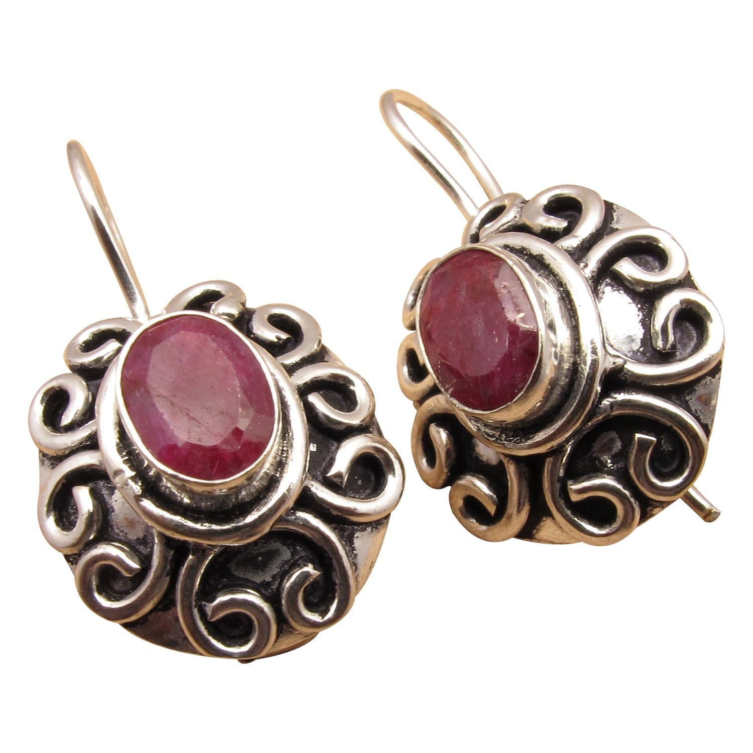 Red RUBY July Birthstone Earrings ! 925 Sterling Silver Plated SEMI PRECIOUS GEMSTONE Jewelry NEW