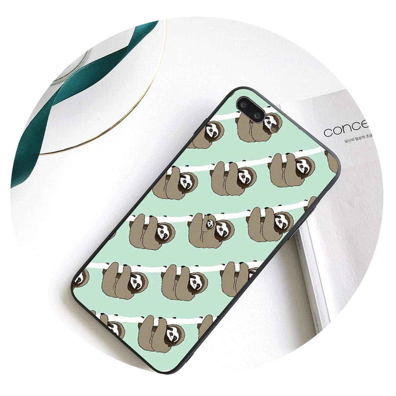 Cute Sloth Stripe Phone Case for iPhone 11 Pro 11Pro Max X XS MAX 6 6s 7 7plus 8 8Plus 5 5S SE XR-in Half,for iPhone 5,A11