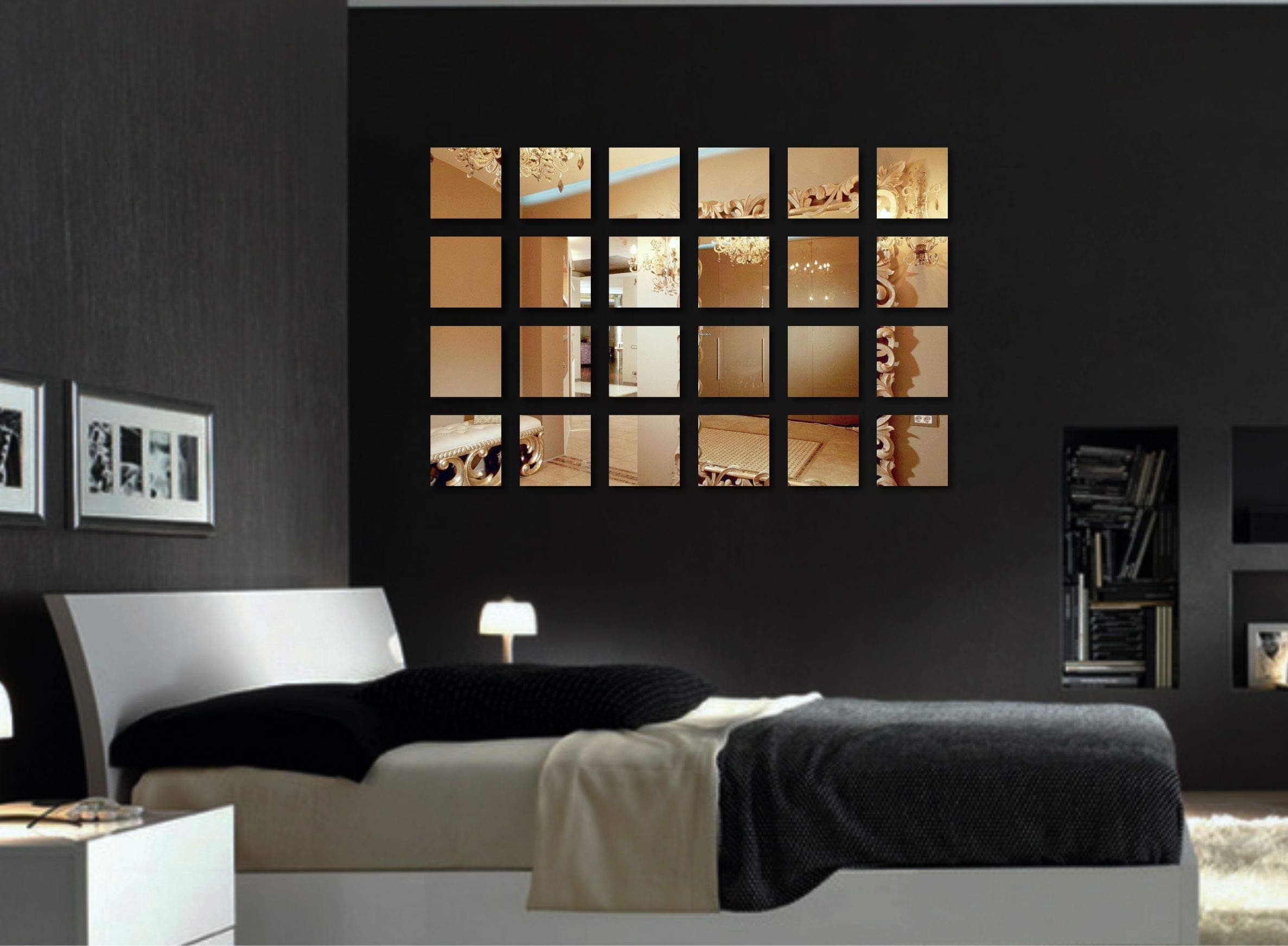 Naveed Arts - Acrylic Bronze Mirror Sticker Square. 24 Piece Set - Larger Size, JB018BRM Naveed Arts Factory Outlet