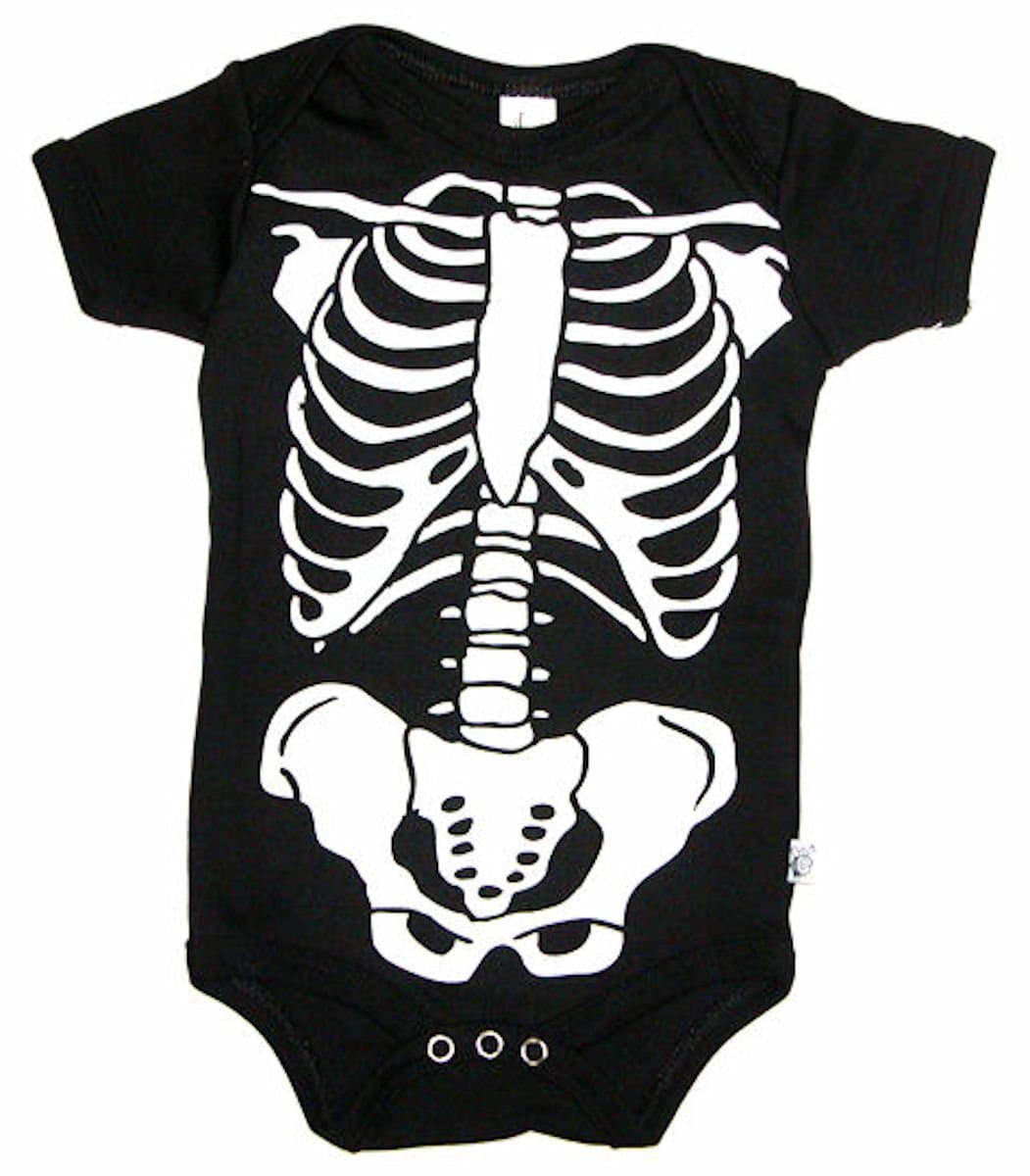 Skeleton in Glow Ink - Silly Baby Bodysuit, Black