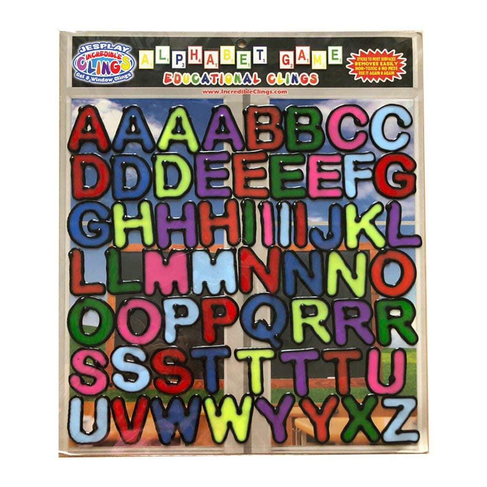Alphabet and Letters Thick Gel Clings (56 pc) – Reusable and Removable Window Clings for Kids - CPSC Teste Safe Gel Decals Create Messages Like Welcome Home, Happy Birthday and More