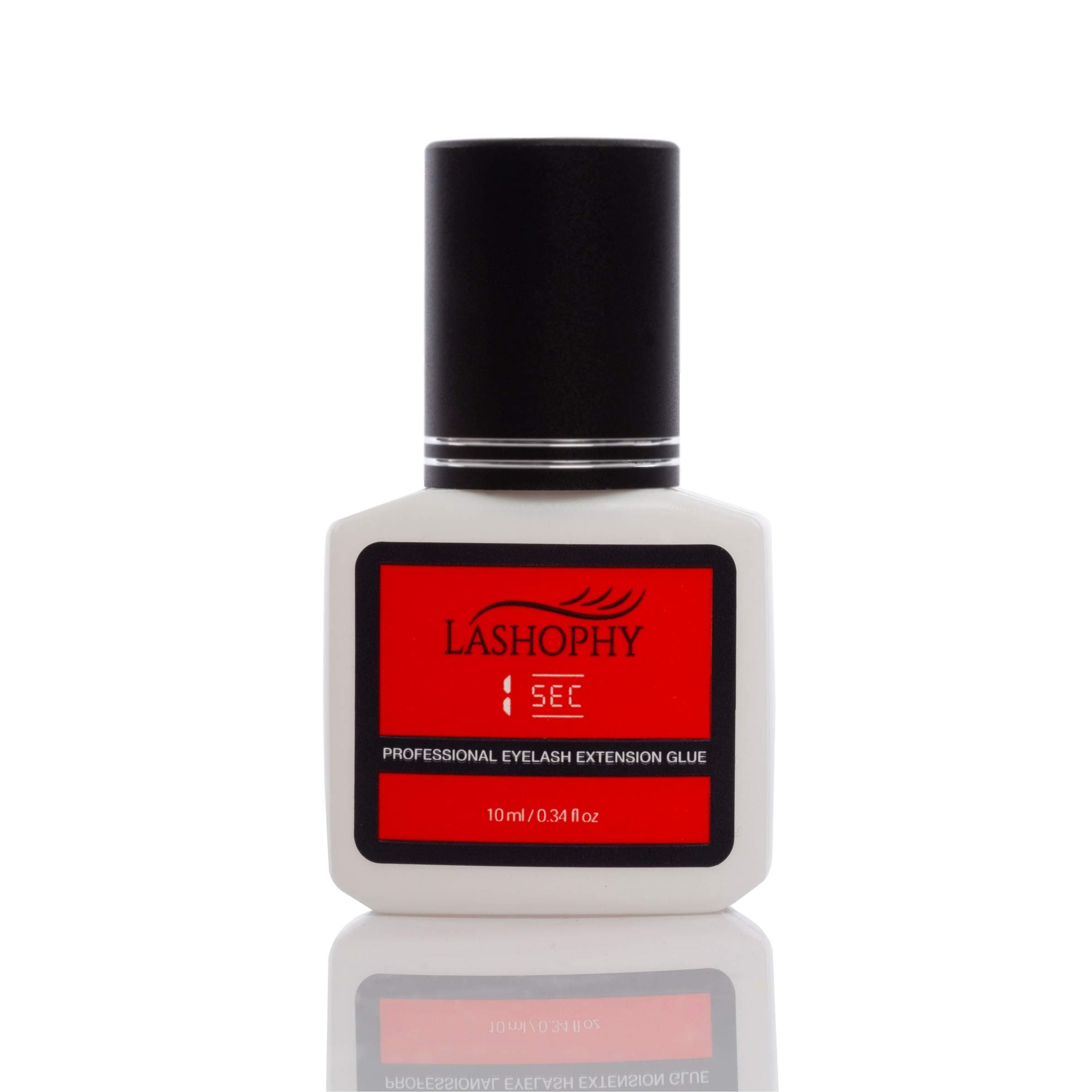 Lashophy 1 SEC Professional Eyelash Extension Glue in Carbon Black (10 ml), Extra-Strong Bonding and 7-Week Retention of Semi-Permanent Eyelashes