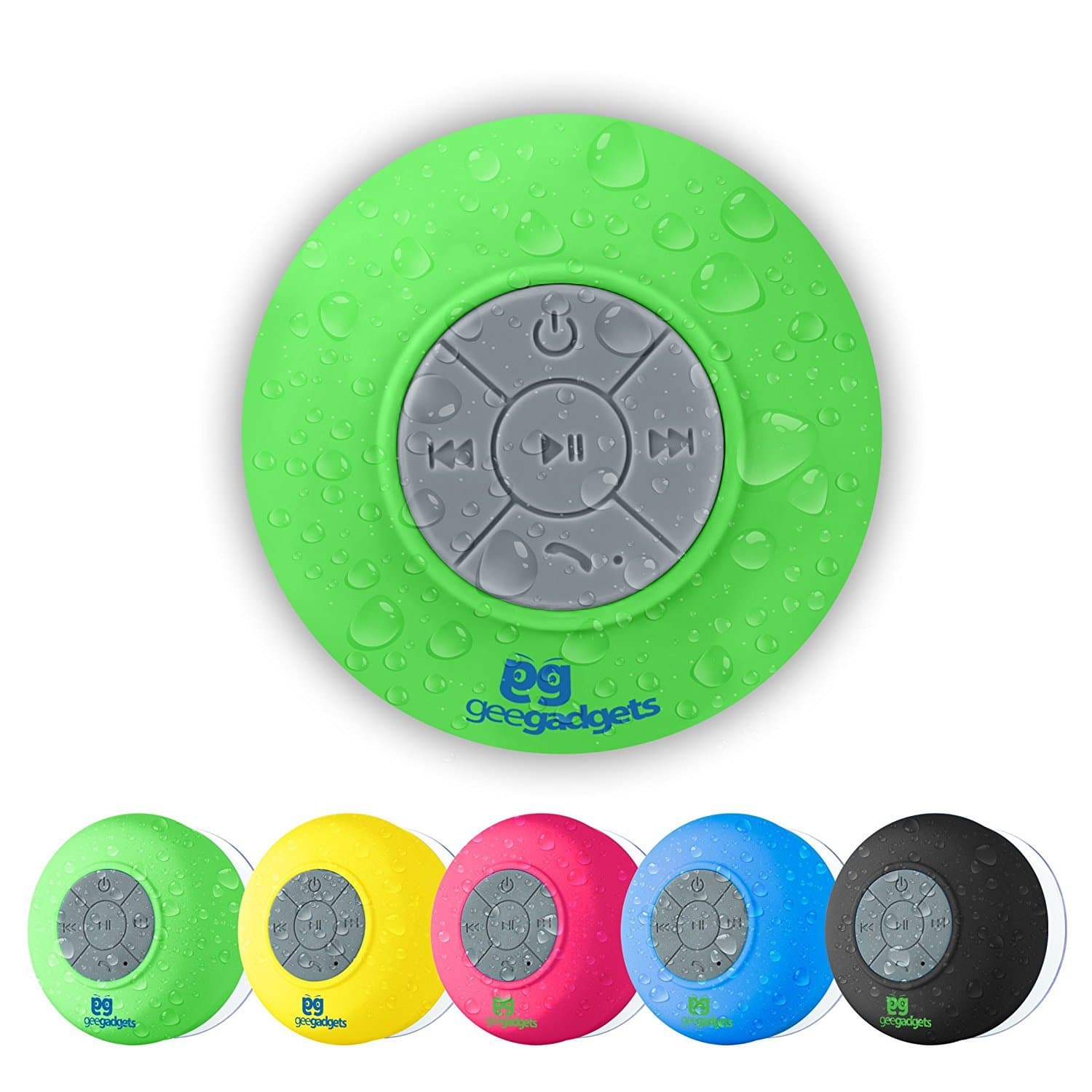 Portable Bluetooth Shower Speaker with Suction Cup - Waterproof, Built in Mic, Universal Phone & Tablet Compatibility - Green - by Gee Gadgets